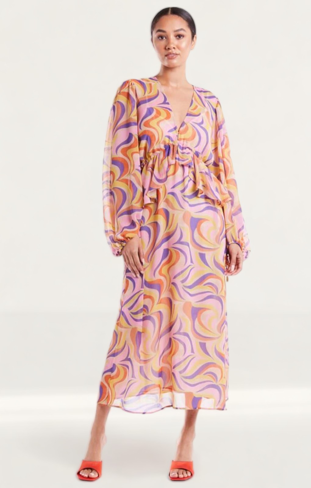 Never Fully Dressed Autumnal Swirl Midi Dress