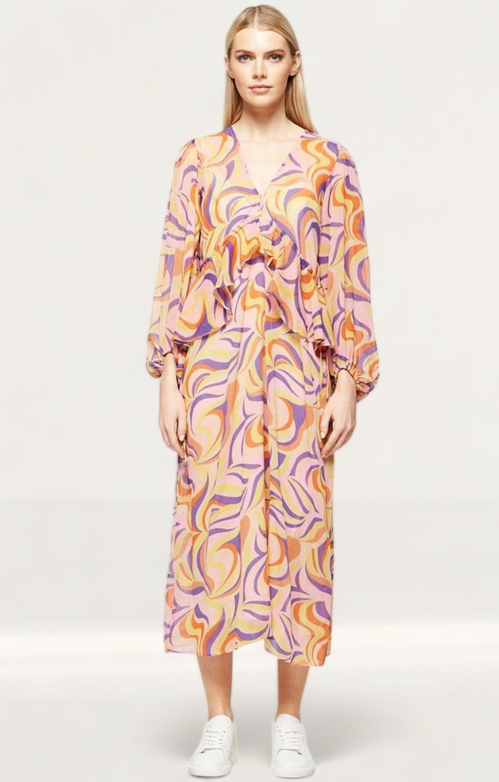Never Fully Dressed Autumnal Swirl Midi Dress