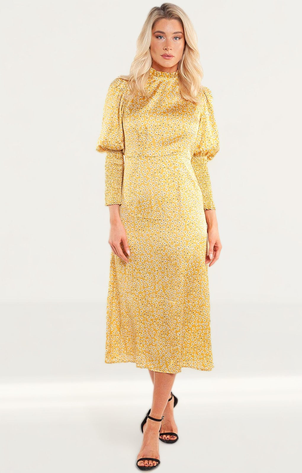 Never Fully Dressed Gold Ditsy Print Midi Dress
