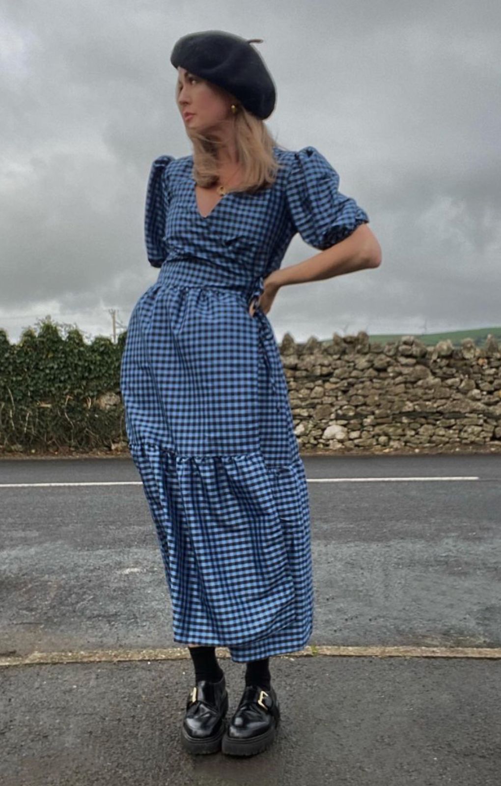 Nobody's Child Navy Check Nina Midi Dress