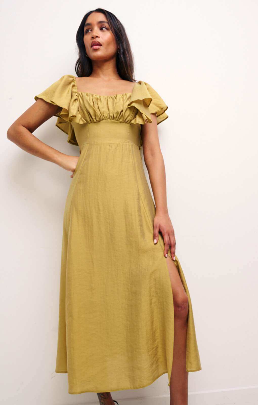 Nobody's Child Olive Green Dove Midi Dress