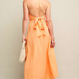 Nobody's Child Peach Halter Neck Holly Midi Dress