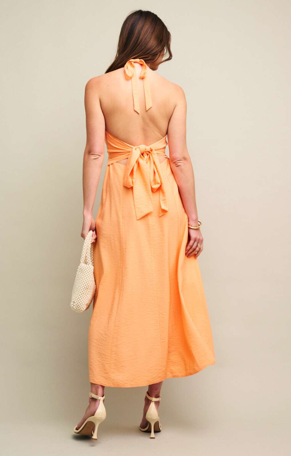 Nobody's Child Peach Halter Neck Holly Midi Dress