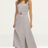 Oasis Belted Linen Look Midi Dress