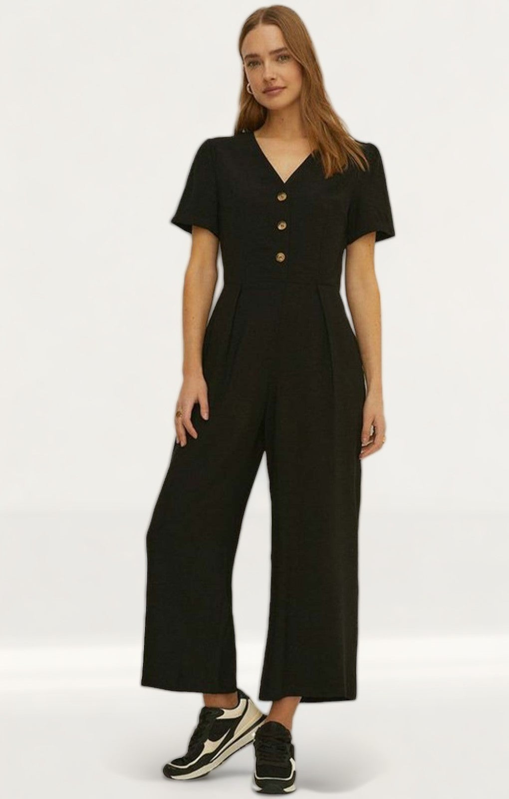 Oasis Button Through Linen Look Tailored Jumpsuit