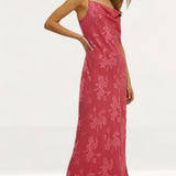 Oasis Floral Satin Burnout Cowl Slip Dress
