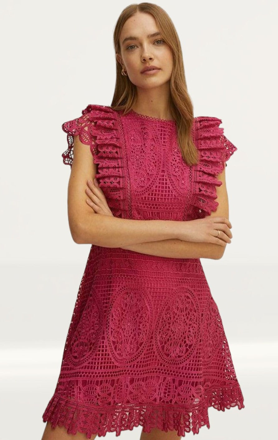 Oasis Frill Detail Lace Skater Dress Oasis Frill Detail Lace Skater Dress