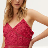 Oasis Lace Tiered Strappy Midi Dress