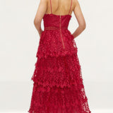 Oasis Lace Tiered Strappy Midi Dress