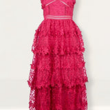 Oasis Lace Tiered Strappy Midi Dress