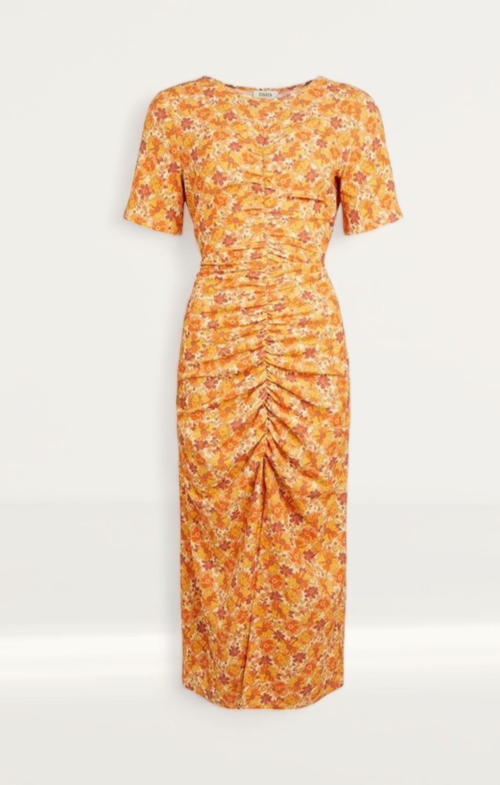 Oasis Orange Cut Out Ruched Front Crinkle Midi Dress