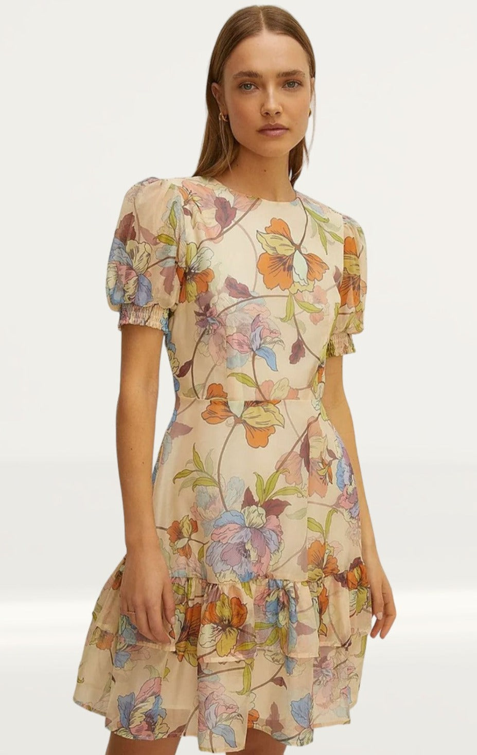 Oasis Pastel Floral Tiered Skater Dress
