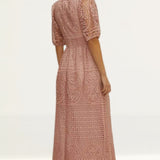Oasis Pink Premium Lace V Neck Maxi Dress
