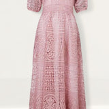 Oasis Pink Premium Lace V Neck Maxi Dress