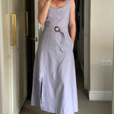 Oasis Belted Linen Look Midi Dress