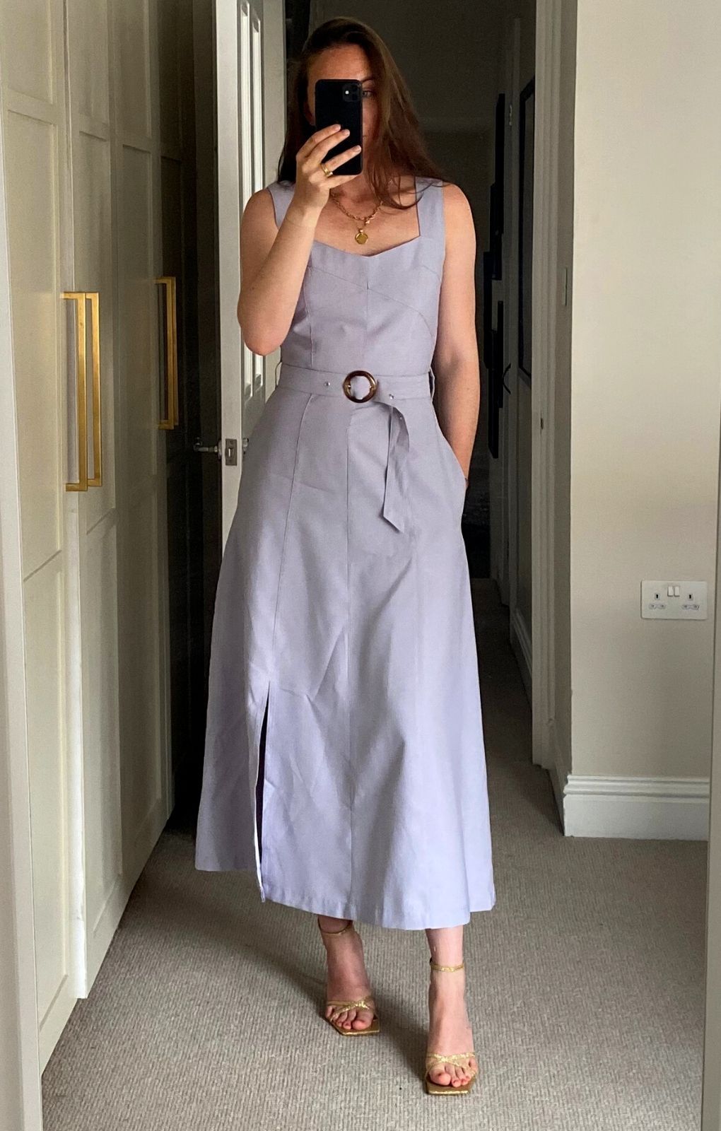 Oasis Belted Linen Look Midi Dress