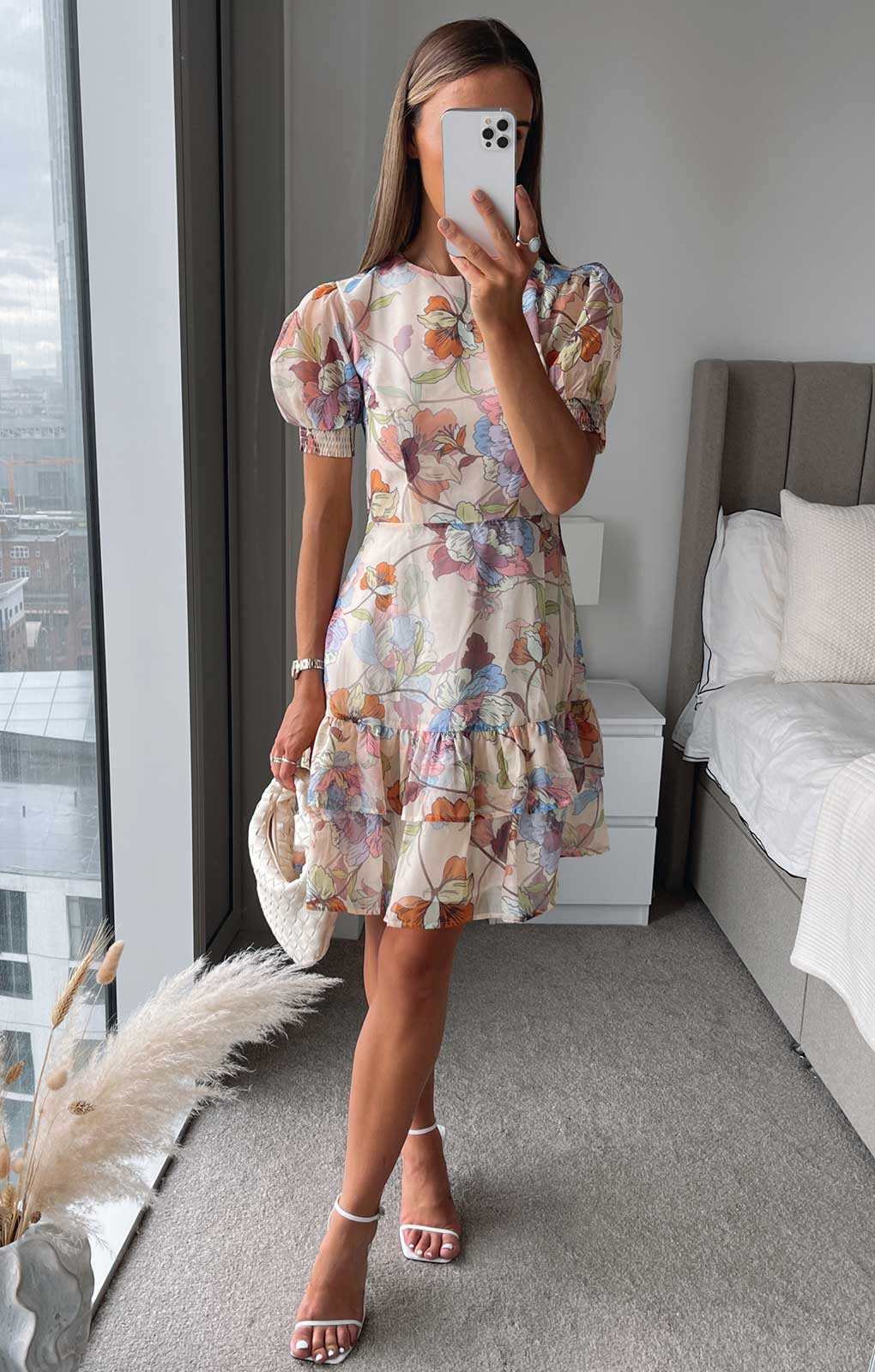 Oasis Pastel Floral Tiered Skater Dress