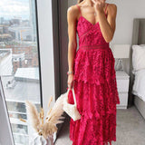 Oasis Lace Tiered Strappy Midi Dress