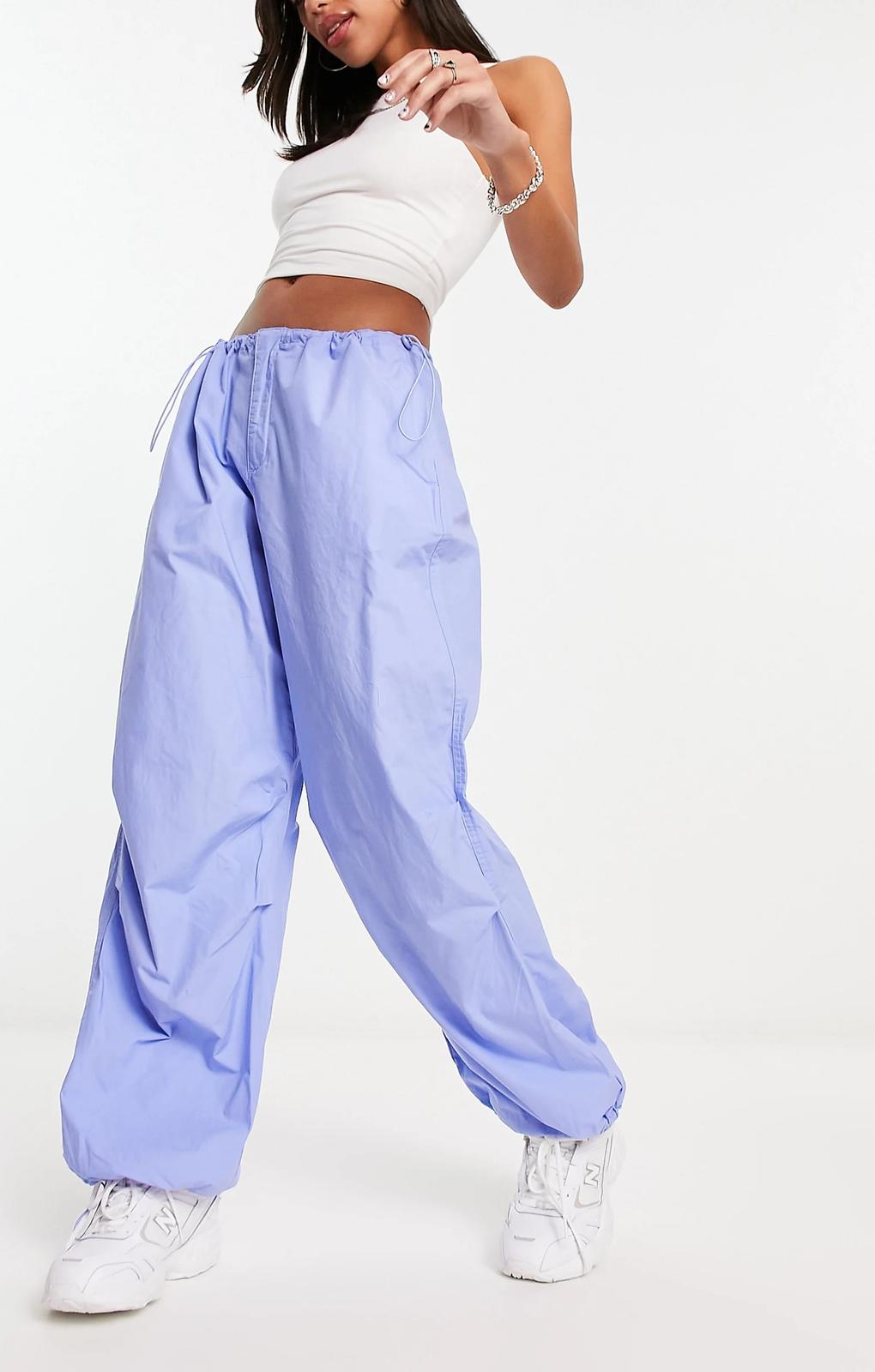 Only Cuffed Parachute Pants In Blue – trousers by Only, available to rent from Hirestreet