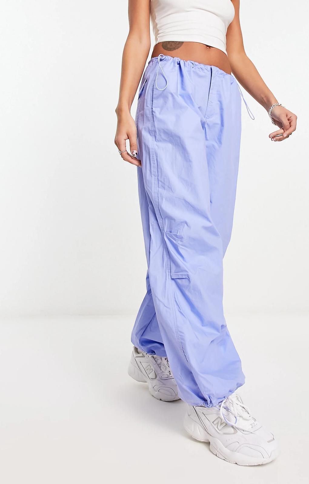 Only Cuffed Parachute Pants In Blue – trousers by Only, available to rent from Hirestreet
