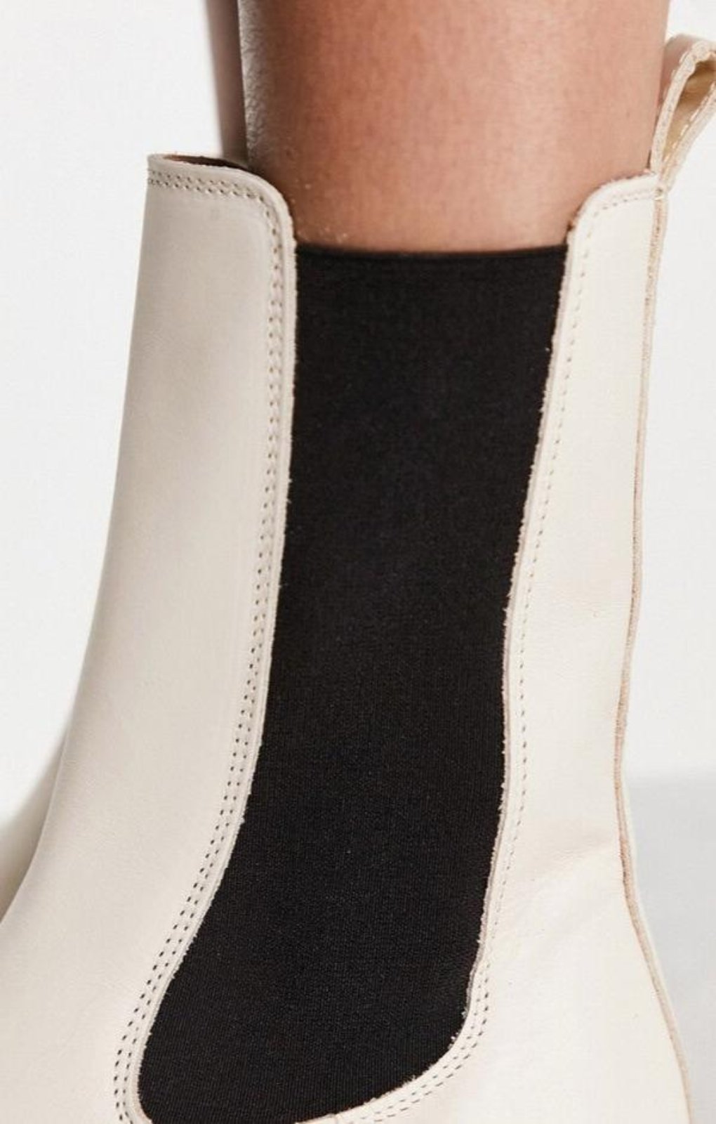 Leather Pull On Chunky Boots In White