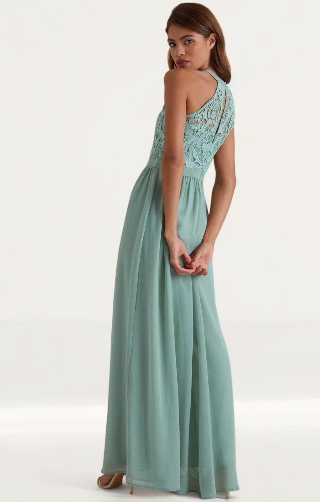 Lipsy Sage Halter Lace Dress