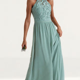 Lipsy Sage Halter Lace Dress