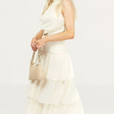 Little Mistress Cream Halterneck Midaxi Dress