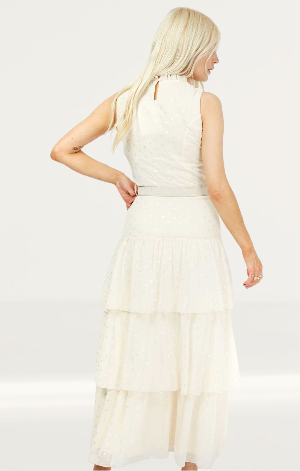 Little Mistress Cream Halterneck Midaxi Dress