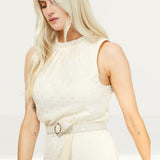 Little Mistress Cream Halterneck Midaxi Dress