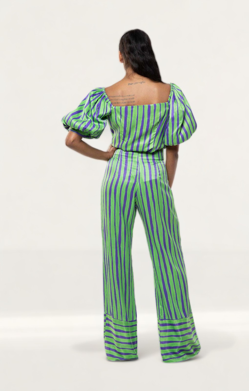 Panambi Green Puff Sleeve Top & Trouser Co-Ord