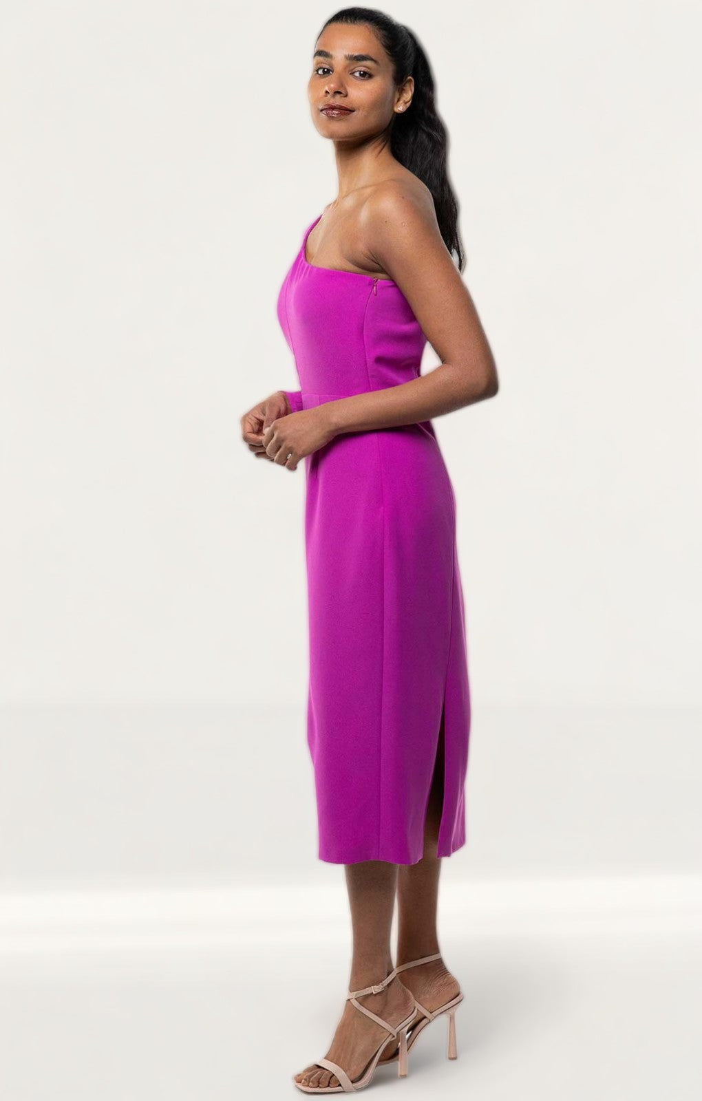 Panambi Pink One Shoulder Midi Dress