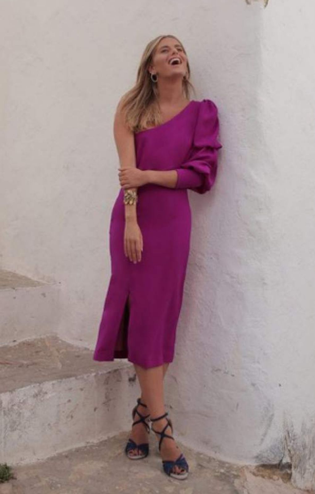 Panambi Pink One Shoulder Midi Dress