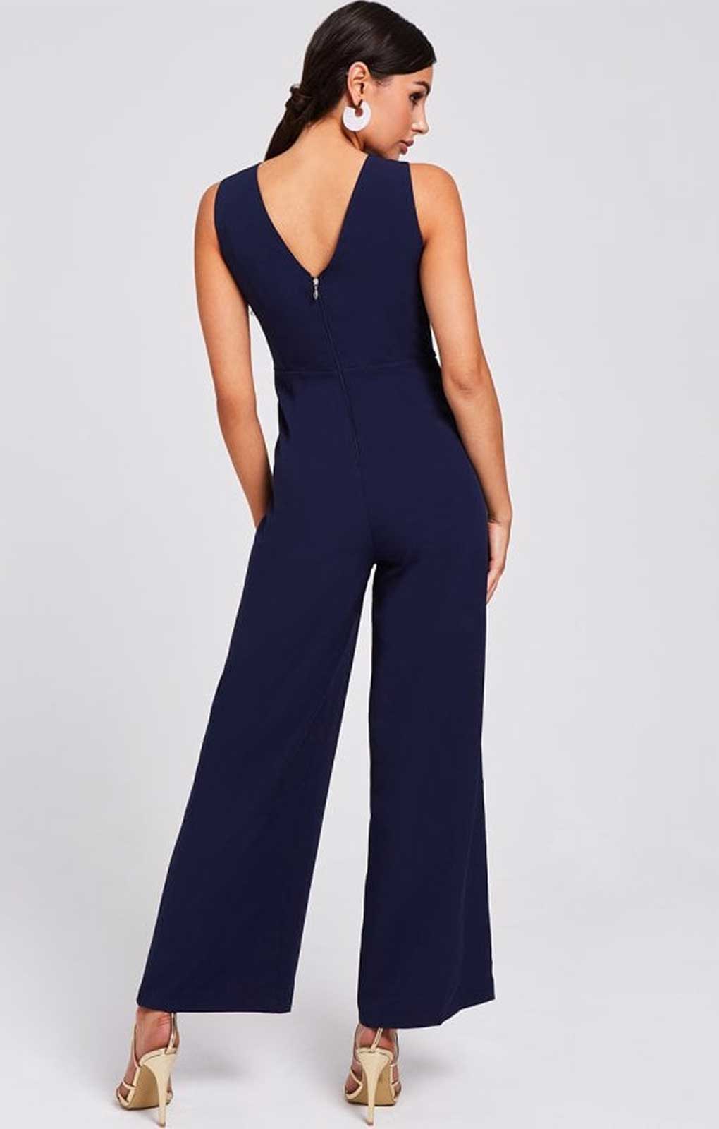 Little Mistress Fonda Navy And White Colour-Block Jumpsuit