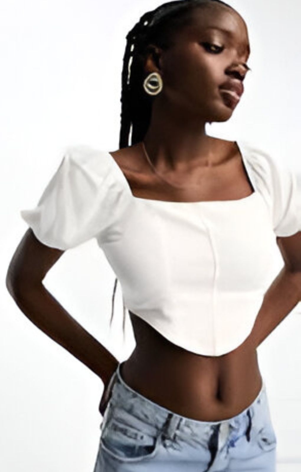 Miss Selfridge Linen Look Corset Top In Ivory – tops by Miss Selfridge, available to rent from Hirestreet