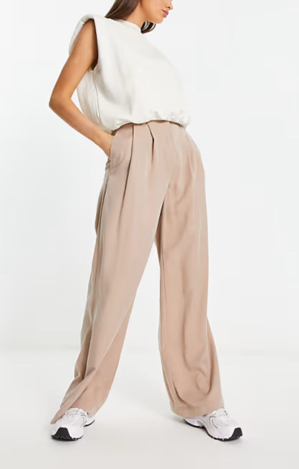 Asos Design Casual Wide Leg Trousers In Beige – trousers by ASOS DESIGN, available to rent from Hirestreet