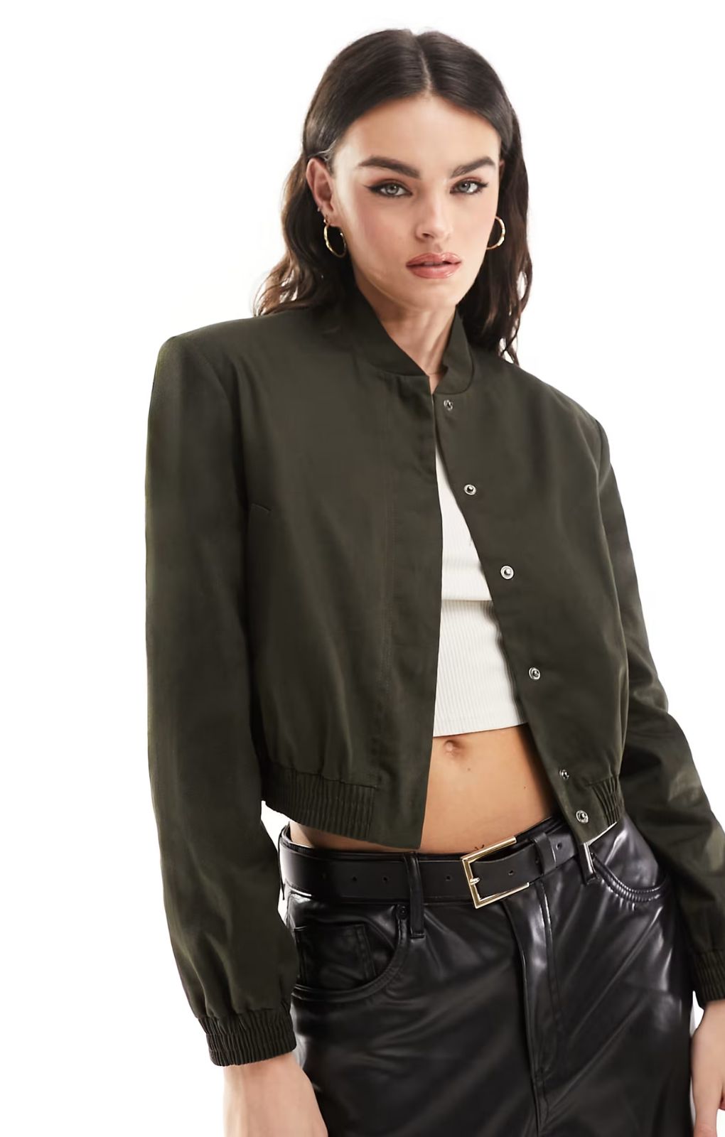 Asos Design Tailored Bomber Jacket With Strong Shoulder In Khaki – coats & jackets by ASOS DESIGN, available to rent from Hirestreet