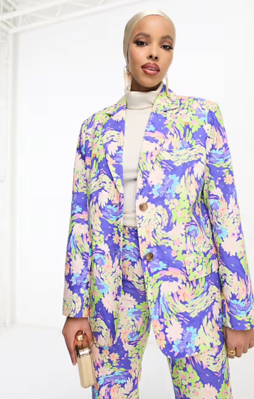 Asos Design Floral Suit Dad Blazer In Blue – coats & jackets by ASOS DESIGN, available to rent from Hirestreet