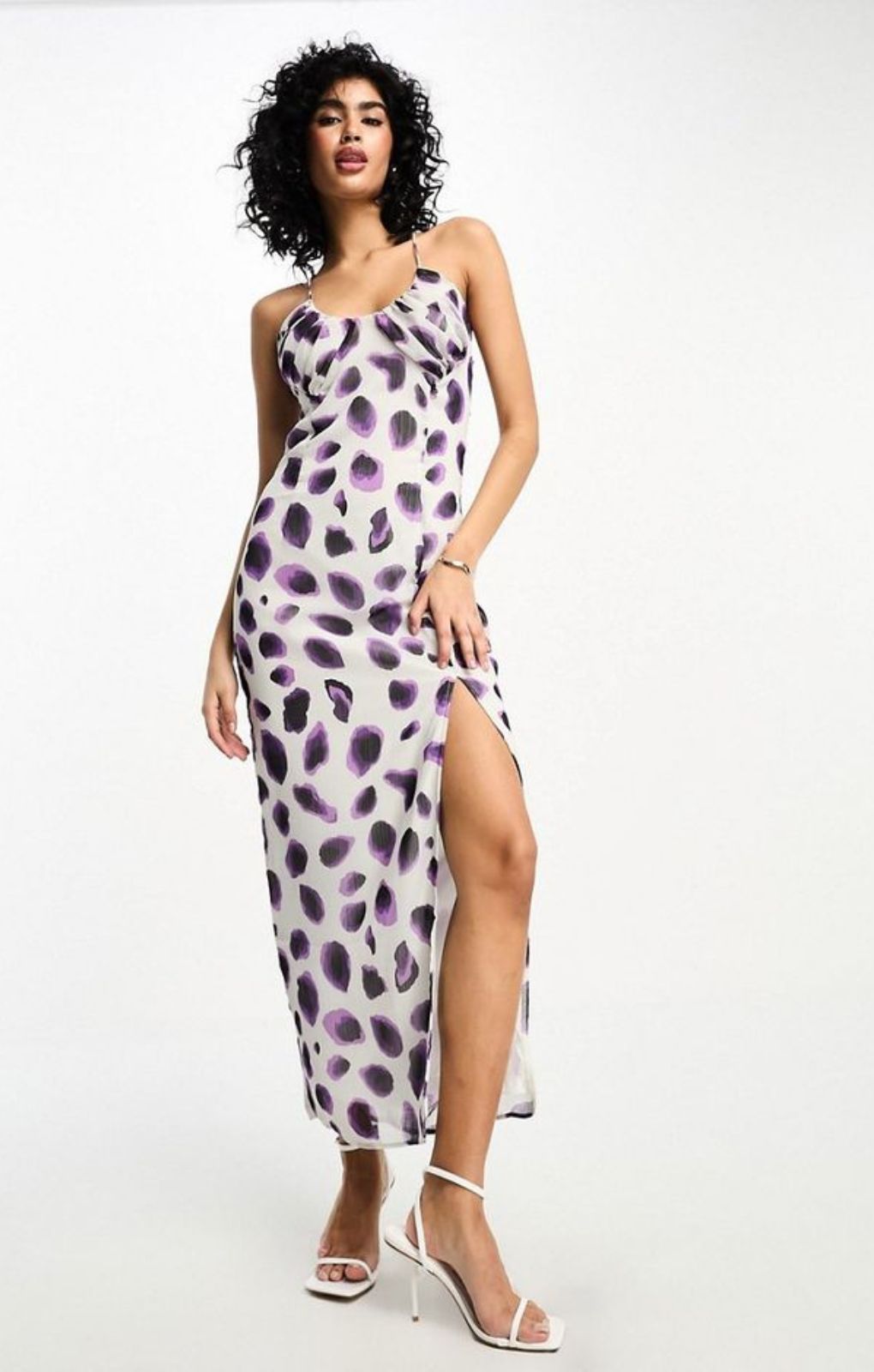 Vila Cami Maxi Dress In Blurred Purple Spot Print – dresses by Vila, available to rent from Hirestreet