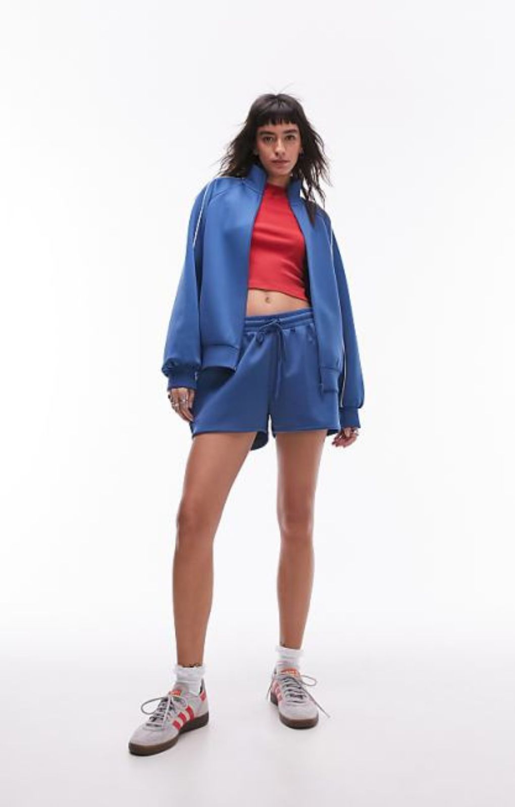 Topshop Sporty Pictot Runner Shorts In Mid Blue – shorts by Topshop, available to rent from Hirestreet