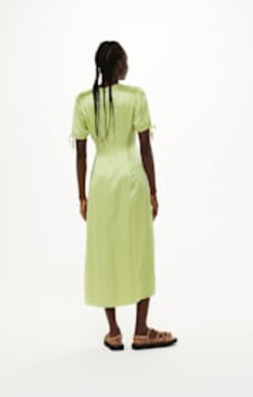 Whistles Keyhole Satin Midi Dress In Lemon – dresses by Whistles, available to rent from Hirestreet