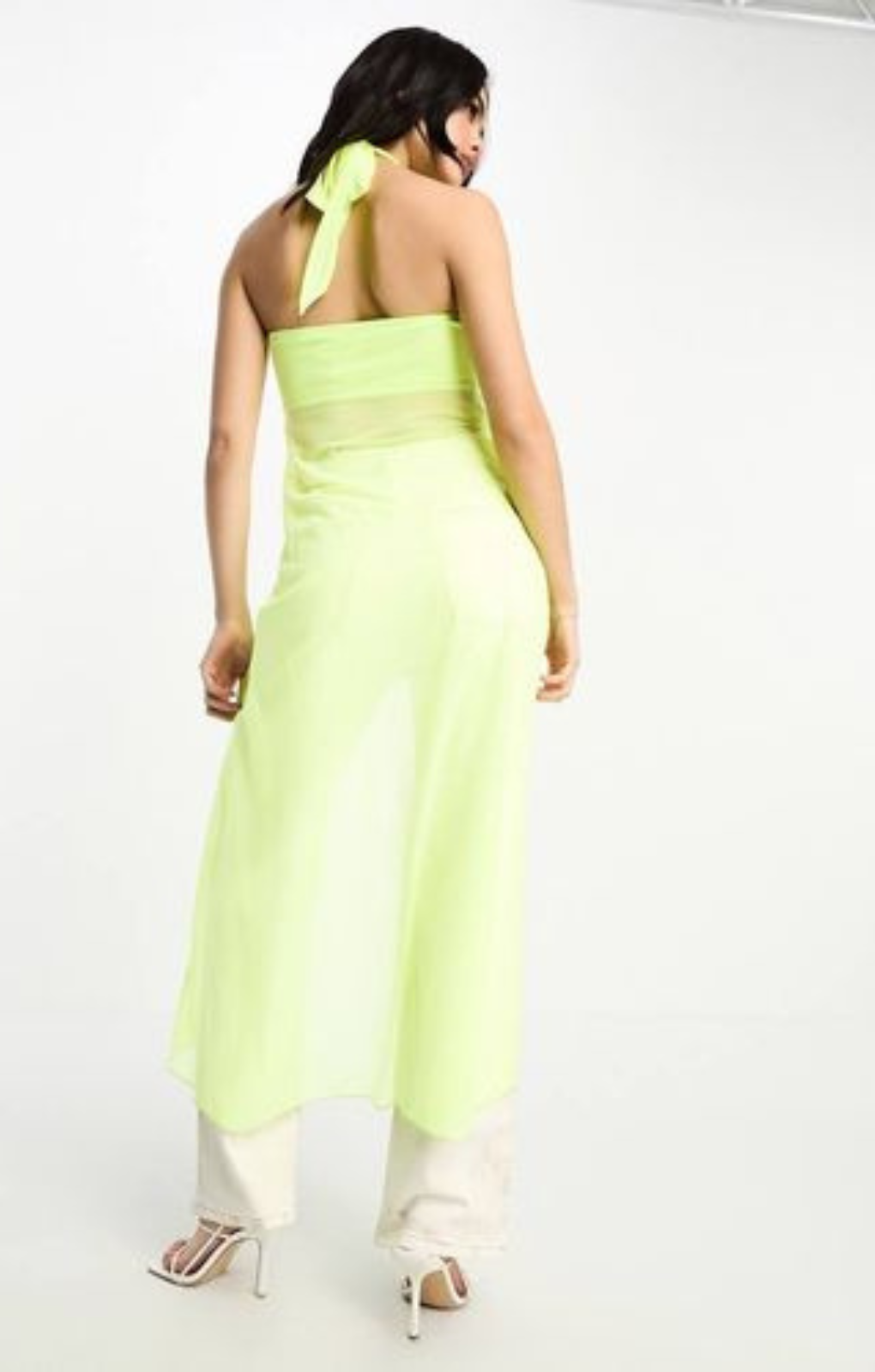 Annorlunda Halter Neck Open Front Longline Top In Yellow – tops by Annorlunda, available to rent from Hirestreet