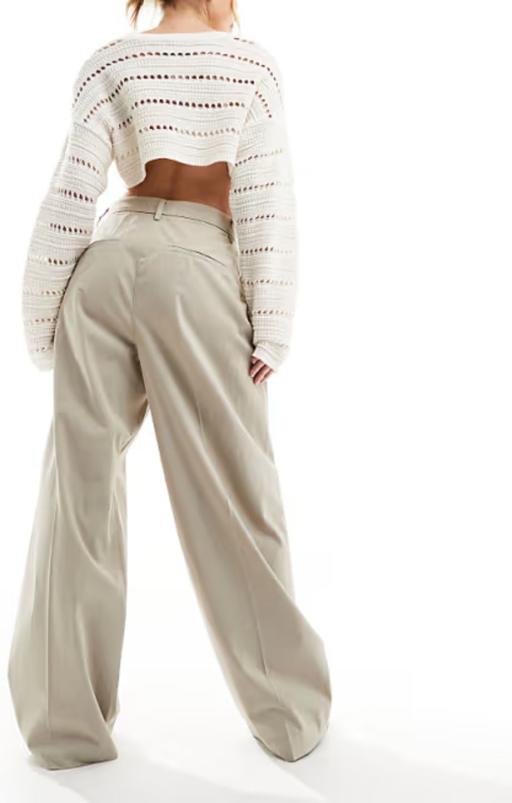 Selected Femme High Waist Wide Fit Trousers In Beige – trousers by Selected, available to rent from Hirestreet