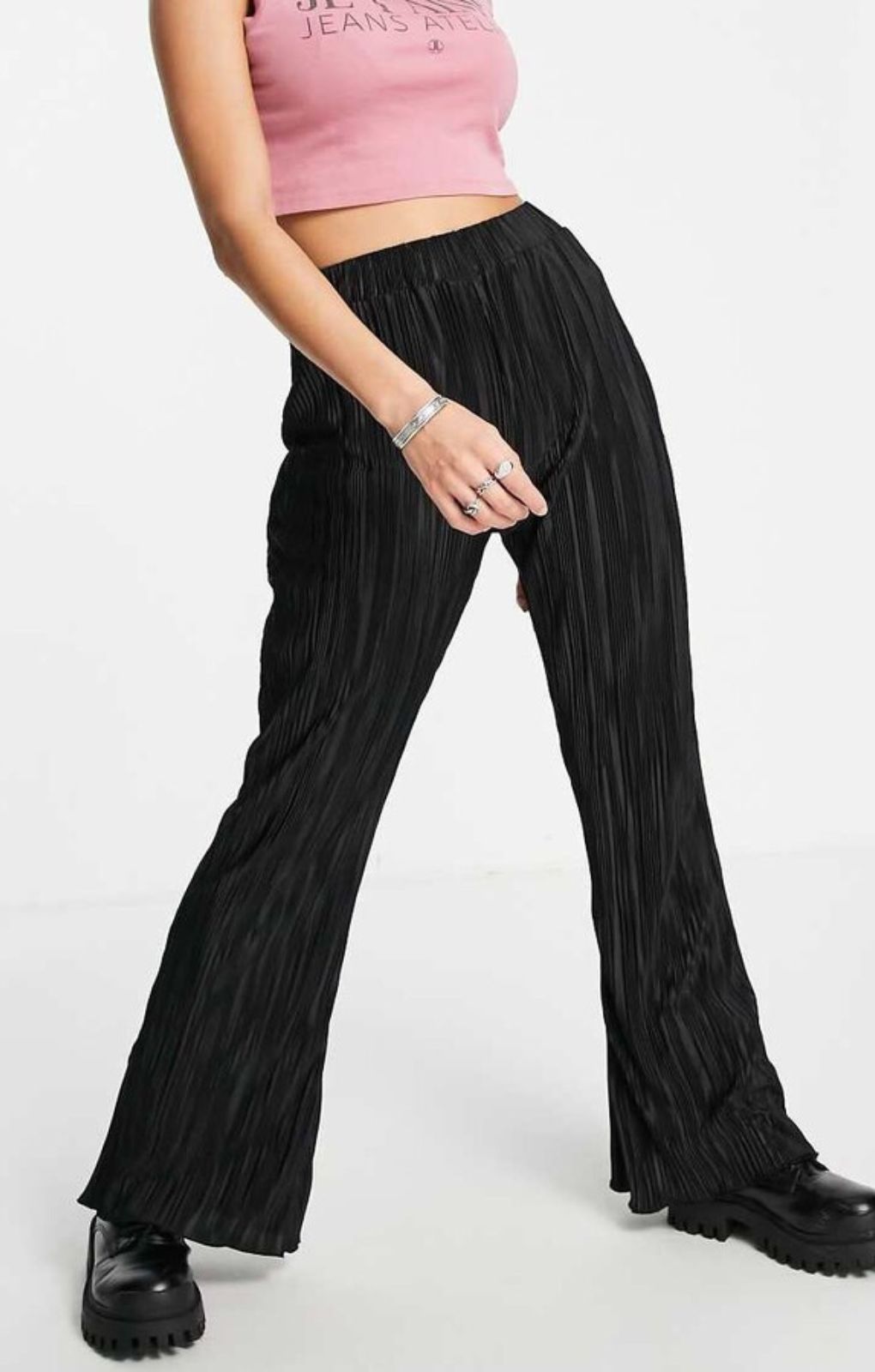 Bolongaro Trevor Velvet Plisse Flared Trouser In Black – trousers by Bolongaro Trevor, available to rent from Hirestreet