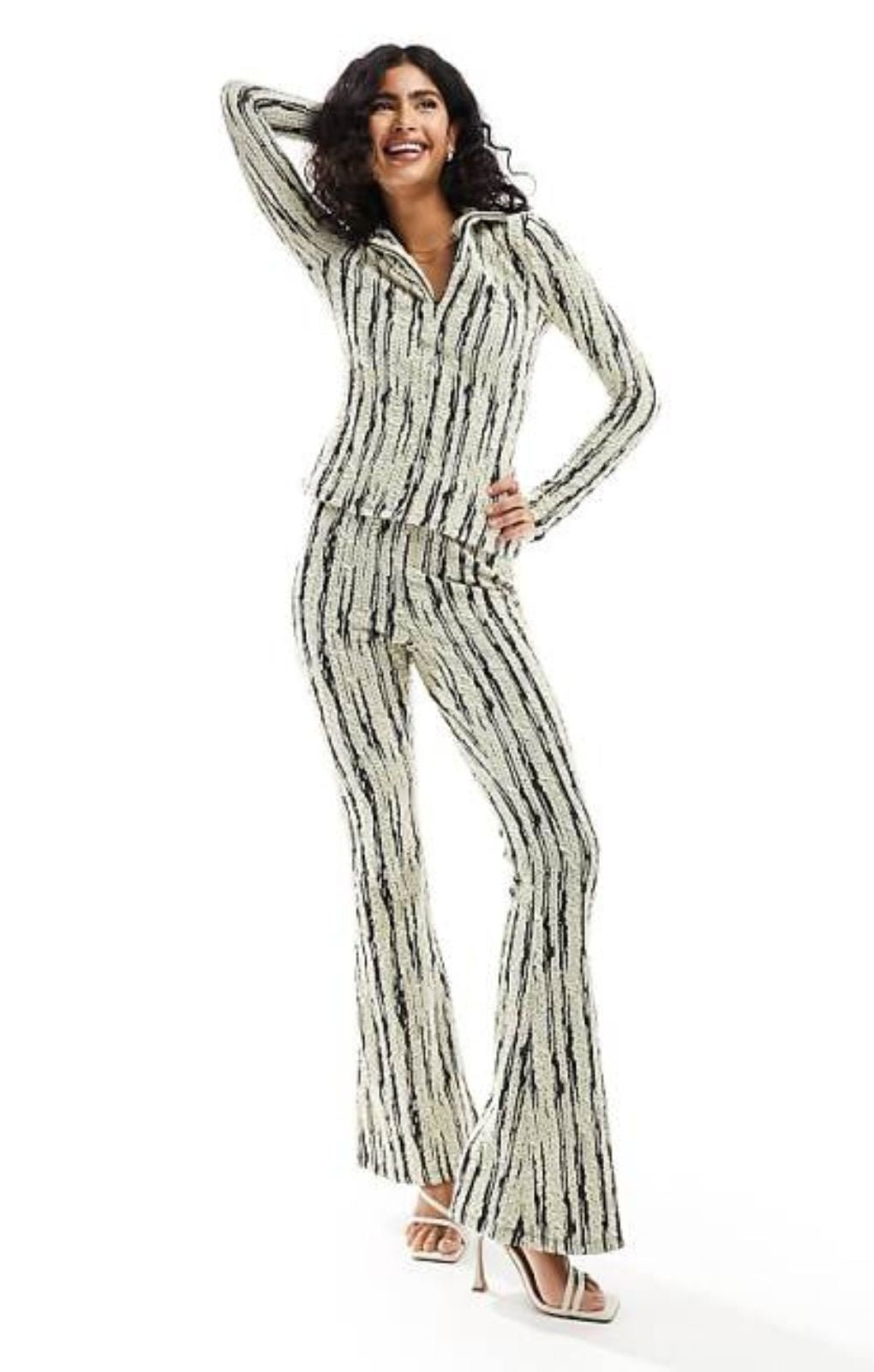 Vero Moda Textured Trousers In Monochrome – tops by Vero Moda, available to rent from Hirestreet