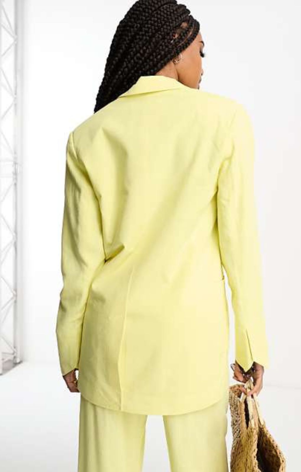 Asos Design Tall Slim Fit Suit Blazer With Linen In Lemon – coats & jackets by ASOS Tall, available to rent from Hirestreet