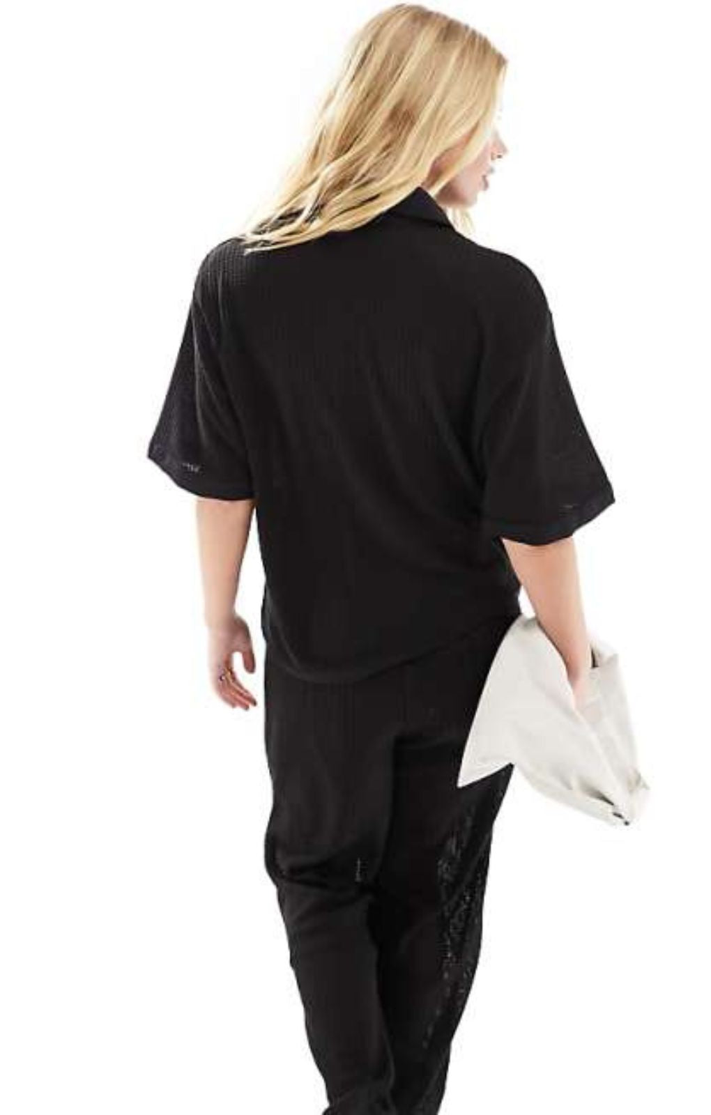 Vero Moda Crochet Wide Leg Trouser In Black – trousers by Vero Moda, available to rent from Hirestreet