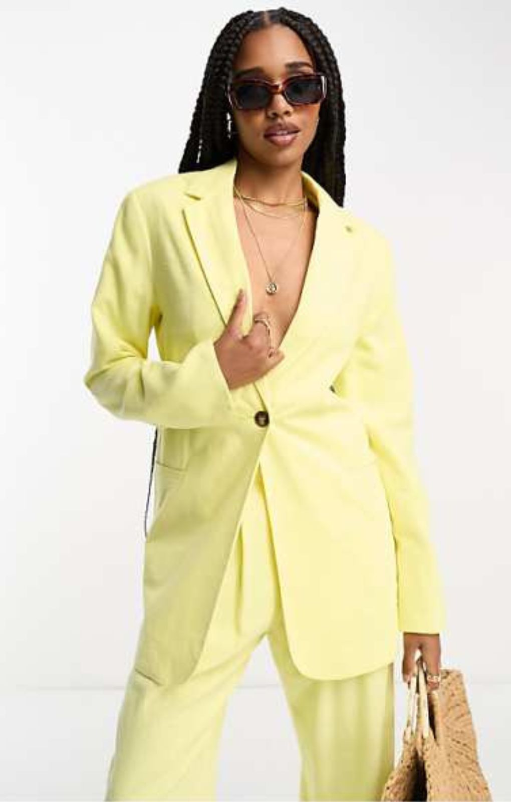 Asos Design Tall Slim Fit Suit Blazer With Linen In Lemon – coats & jackets by ASOS Tall, available to rent from Hirestreet