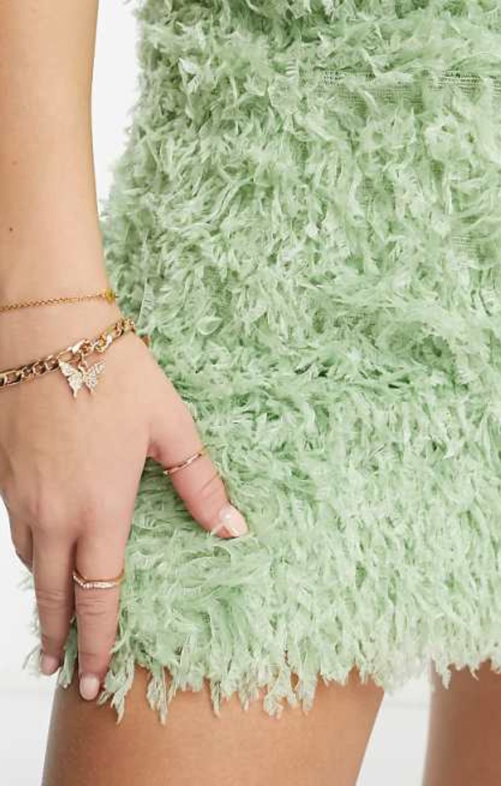 Pieces Premium Faux Feather Bandeau Mini Dress In Mint – dresses by Pieces, available to rent from Hirestreet