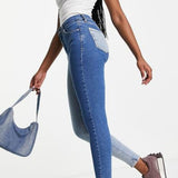 Topshop Colour Block High Rise Jamie Jeans In Multi – jeans by Topshop, available to rent from Hirestreet